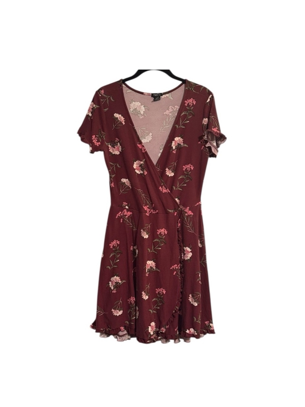 Rue21 Burgundy Floral Short Sleeve Dress